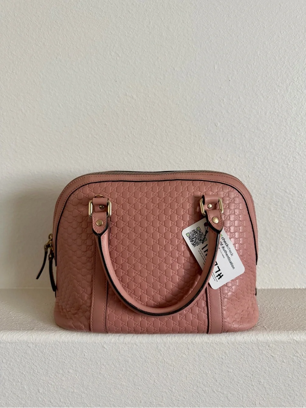 Gucci Dusty Rose Embossed Leather Satchel